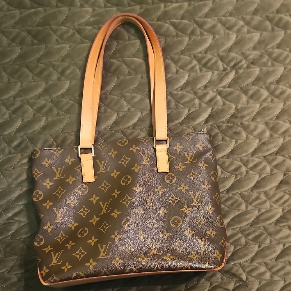 Louis Vuitton Monogram Canvas Tote with Tan Handles